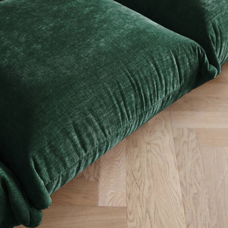 3 Seat Chenille Fabric Sectional Sofa with Ottoman