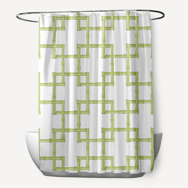 71 x 74 Bambies 2 Geometric Print Shower Curtain - Green