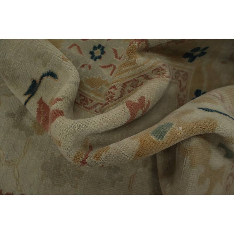 Hand Knotted Oriental 100% Wool Carpet Traditional Floral Greys & Charcoal Ziegler Area Rug - 9' 9'' X 7' 7''