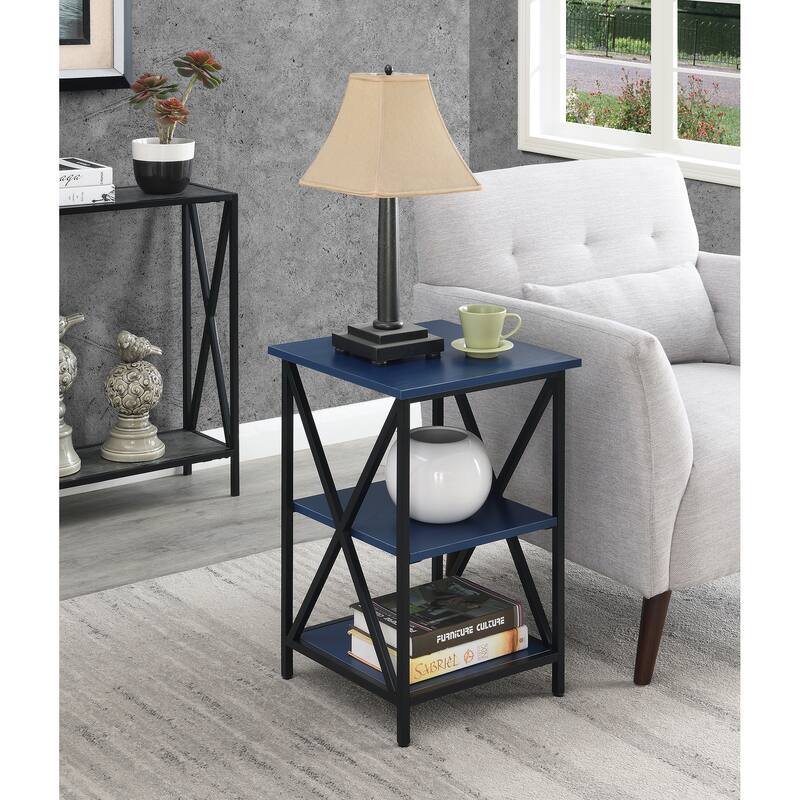 Convenience Concepts Tucson End Table with Shelves - Cobalt Blue/Black