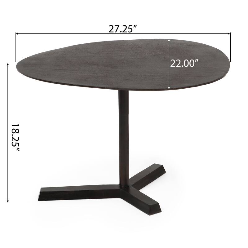 27.25" Industrial Handcrafted Designed Side Table with Elliptical Tabletop and Tripod Stand Base