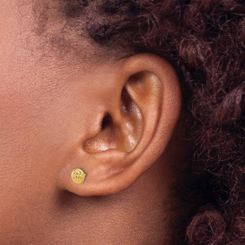 Curata 14k Yellow Gold Polished Sparkle Cut Button Post Earrings - 5.53x5.53mm