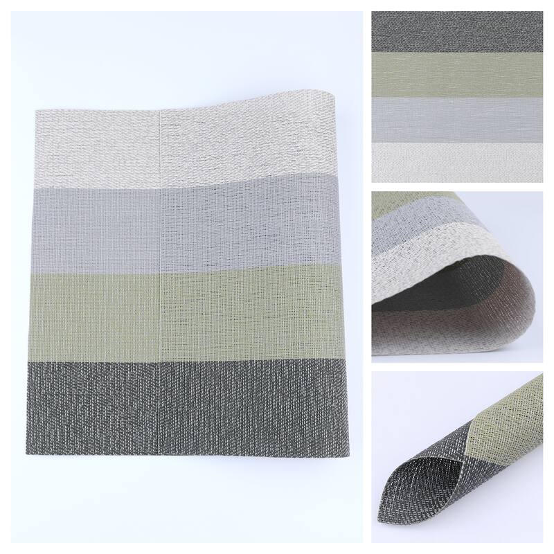 6 Pack Rectangle PVC Placemats for Kitchen Dining Table Decor Heat Resistant Table Placemats Wipeable Table Mat - 18*12in