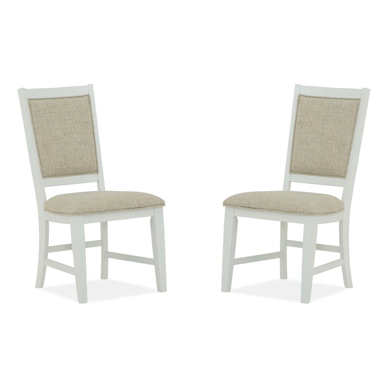Magnussen Home Heron Cove Chalk White And Dovetail Grey Upholstered Side Chair Two Pack - 19.75''W x 24''D x 39.75''H - 19.75''W x 24''D x 39.75''H - Set of 2 - Chalk White - Dining Height