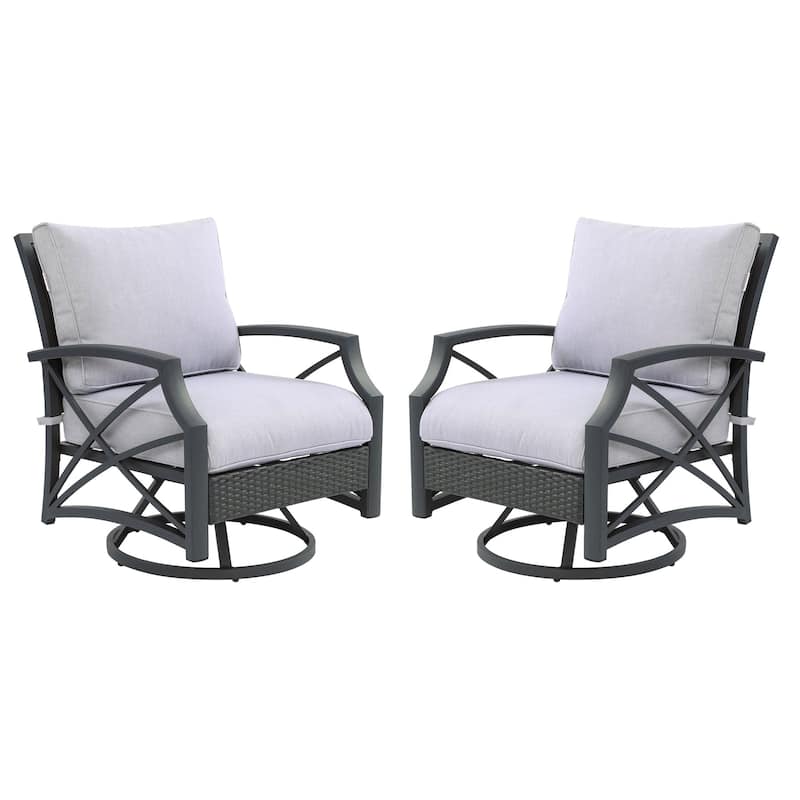 Outdoor Swivel Chairs for Patio - 2PC/GREY/GREY