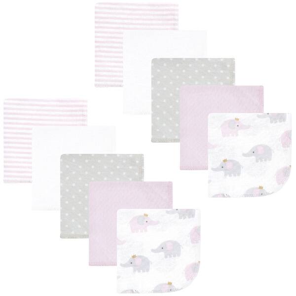 slide 1 of 1, Hudson Baby Infant Girl Flannel Cotton Washcloths, Lilac Elephants 10 Pack, One Size - Lilac Elephants 10 Pack - One Size One Size - Lilac Elephants 10 Pack