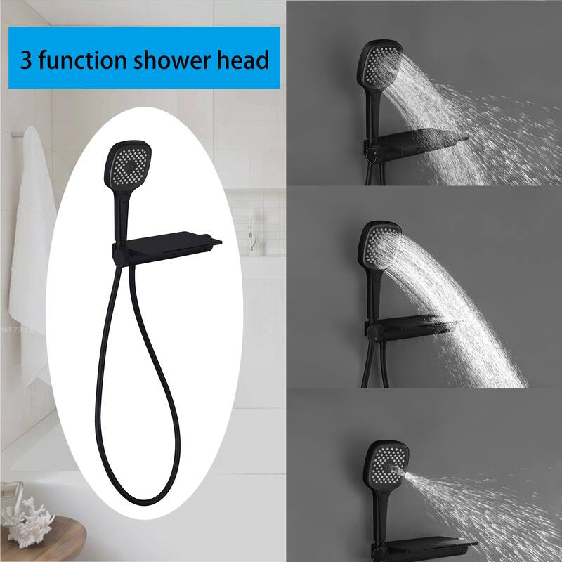 Modland 3-Function Shower System - Gunmetal/Matte Black, Bathtub Spout, 10-Grade Salt Spray