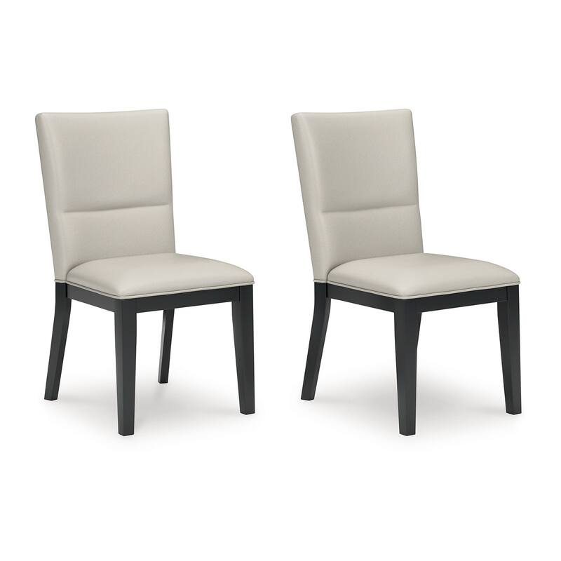 Inari Dining Side Chair Set of 2, Black Legs, Light Gray Faux Leather