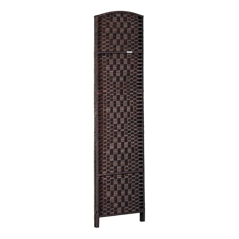HomCom 6' Tall Wicker Weave Three Panel Room Divider Privacy Screen - Chestnut Brown