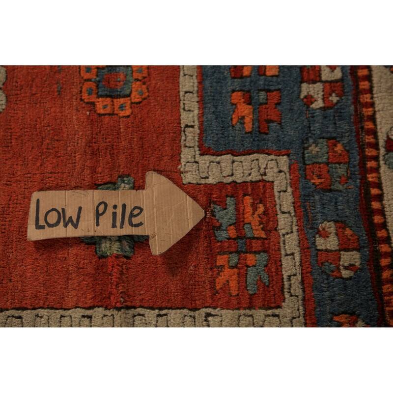 Hand Knotted Oriental 100% Wool Carpet Traditional Geometric Red Kazak Area Rug - 4' 9'' X 4' 0''