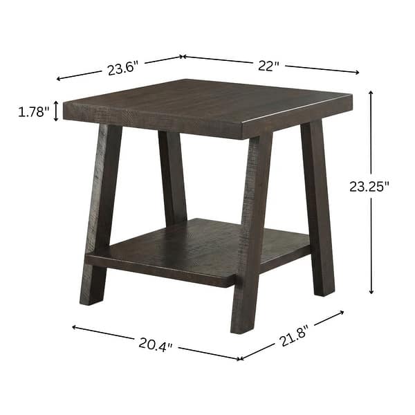 dimension image slide 7 of 12, Roundhill Furniture Athens Contemporary Wood Shelf End Table