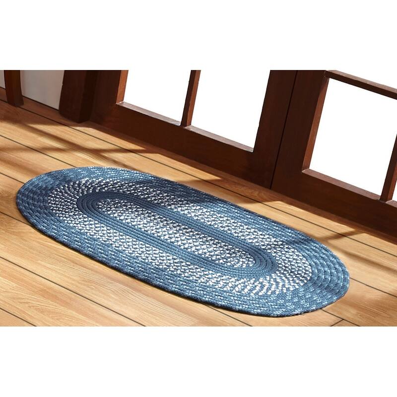 Better Trends Newport Braid Collection 100% Polypropylene Durable & Stain Resistant Double-Sided Reversible Indoor Utility Rug - 30" x 50" Oval - Slate Blue