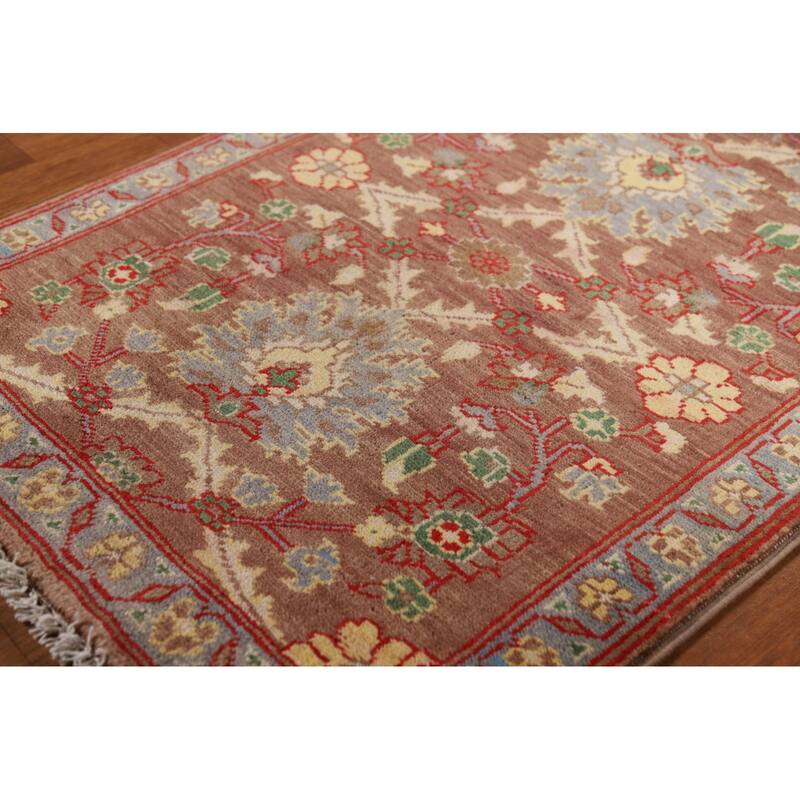 Brown Floral Kazak Oriental Foyer Rug Handmade Wool Carpet - 2'0"x 3'0"