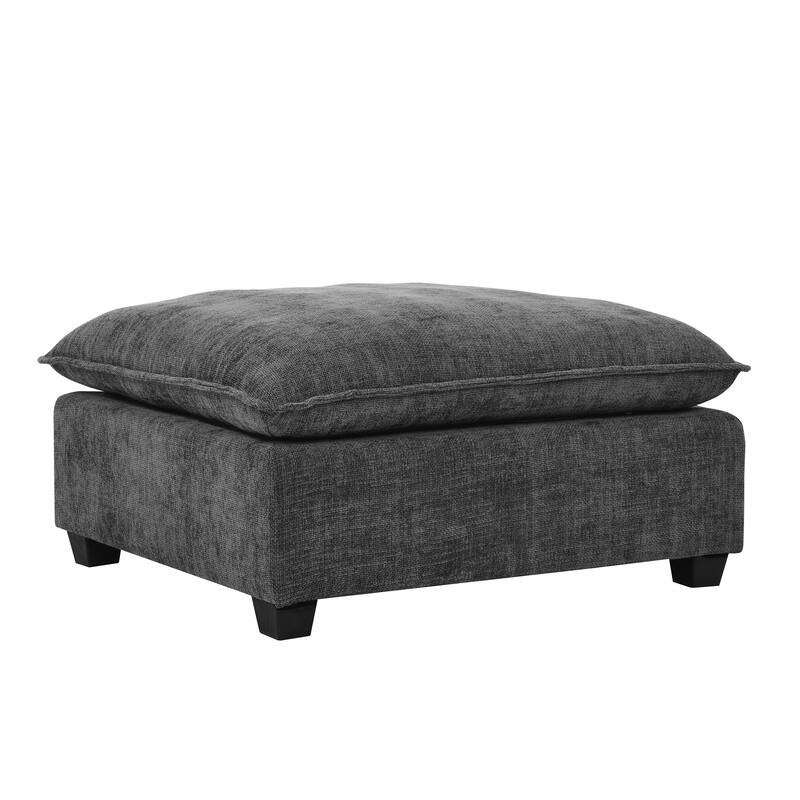 Chenille Upholstered Sectional Sofa with 2 Ottoman Chaise Lounge and Throw Pillows, Deep Seat Sleeper Cloud Couches, 4 Seat