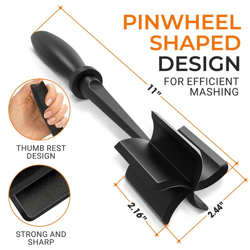 Cheer Collection Heat Resistant Nylon Meat Chopper and Masher with Five Blade Design