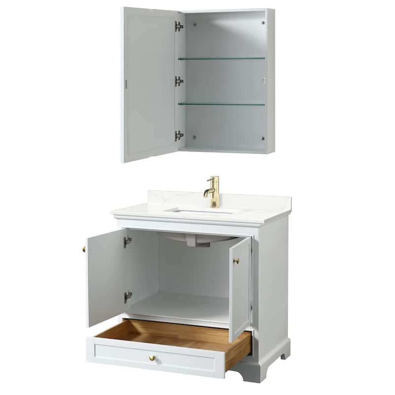Deborah 36-inch Single Vanity, Quartz Top, Medicine Cabinet