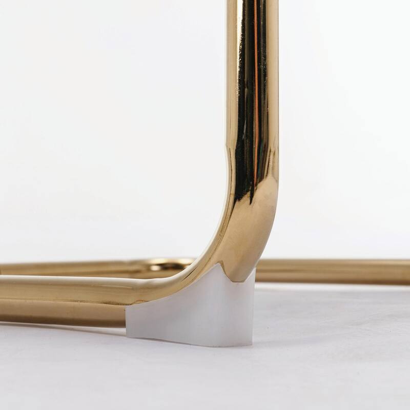 Modern Corduroy Dining Chairs - Gold Metal Base - Armless - Channel Tufting - Set of 2