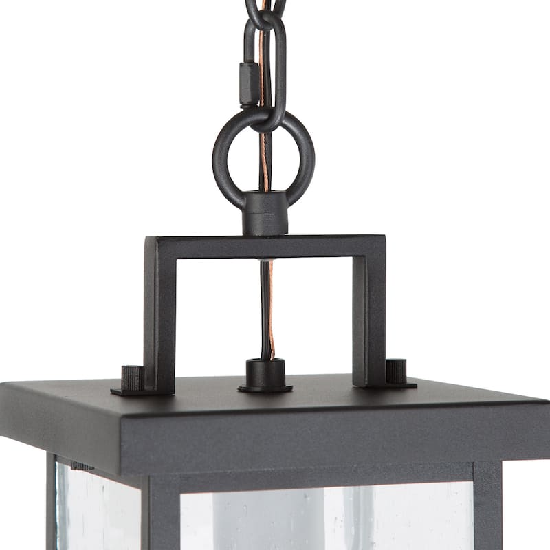 Modern 1-Light Black Outdoor Light Patio Exterior Hanging Lantern Pendant Lights - L 6"x W 6"x H 10.5"