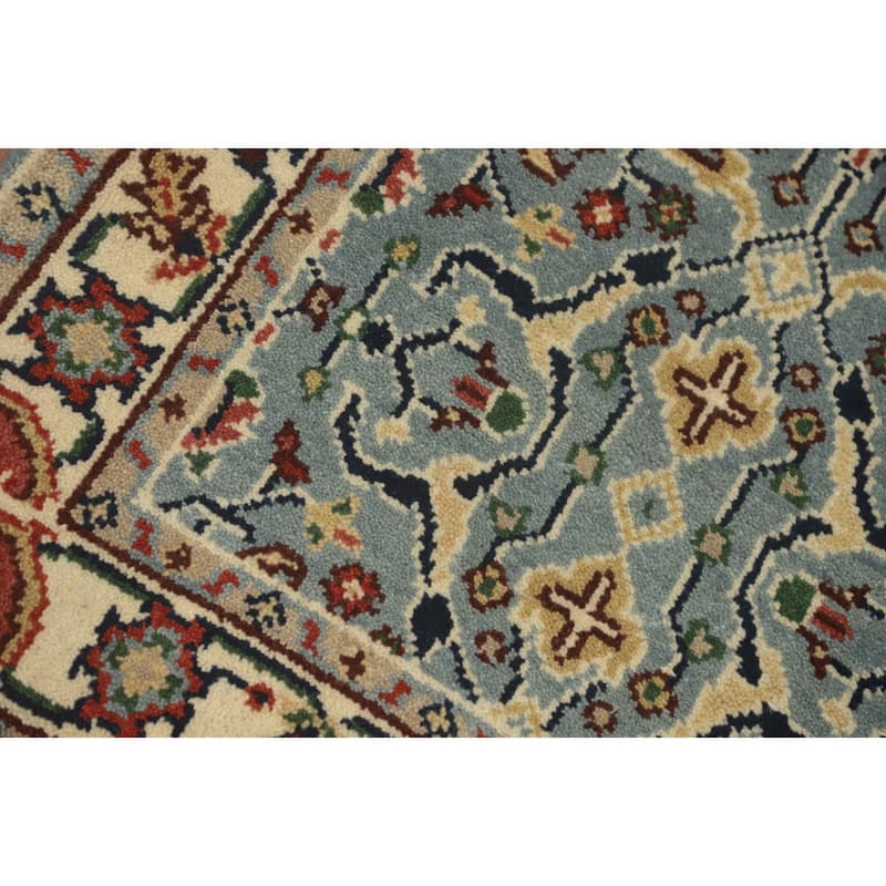 Hand-knotted Transitional Wool Carpet Blue Oushak Rug Oriental Carpet Floral Area Rug Oriental Carpet - 5' 0'' X 2' 11''