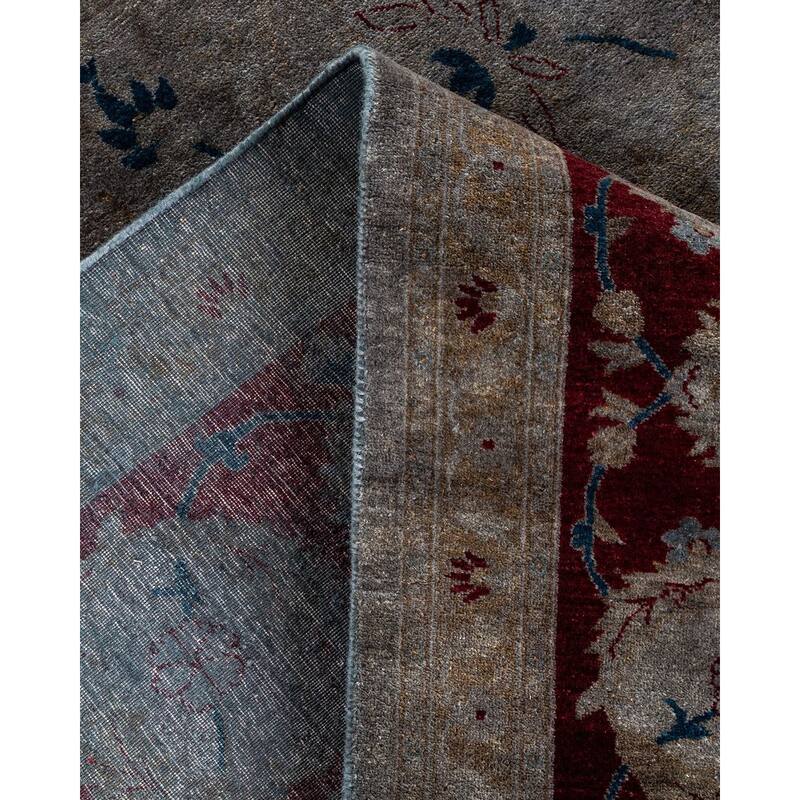 Overton Hand Knotted Wool Vintage Inspired Modern Contemporary Overdyed Gray Area Rug - 8' 1" x 10' 4"
