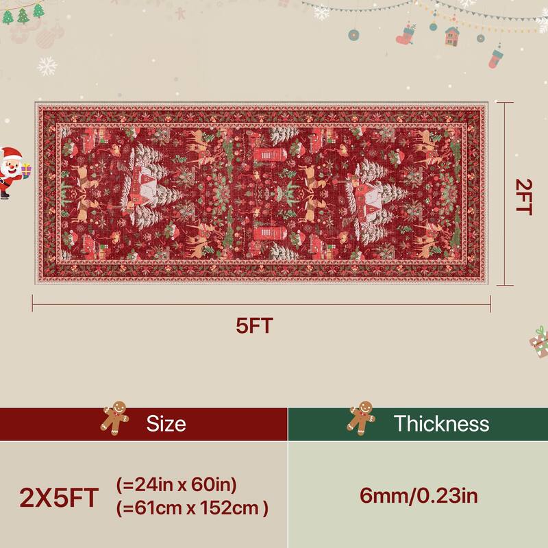 Mcow Holiday Cheer Collection Machine-Washable Hallway Area Rug