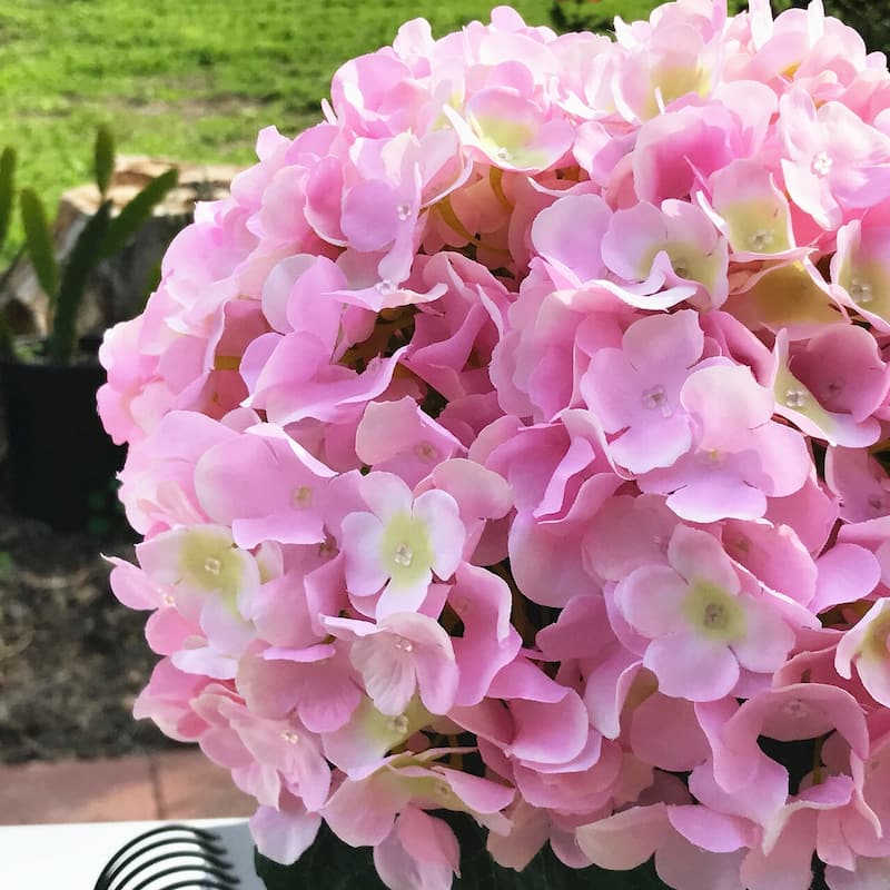 Enova Home Artificial Pink Silk Hydrangea Fake Flowers Bouquets Set of