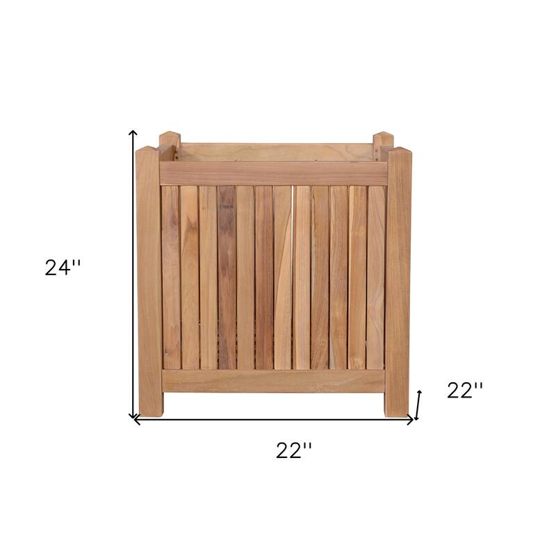HomeRoots 22" Natural Solid Wood Indoor Outdoor Square Planter Box
