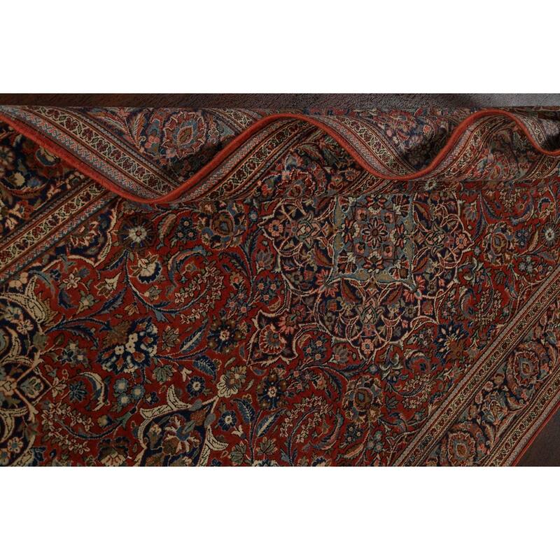 Antique Vegetable Dye Kashan Dabir Persian Wool Area Rug Handmade - 4'1" x 6'10"