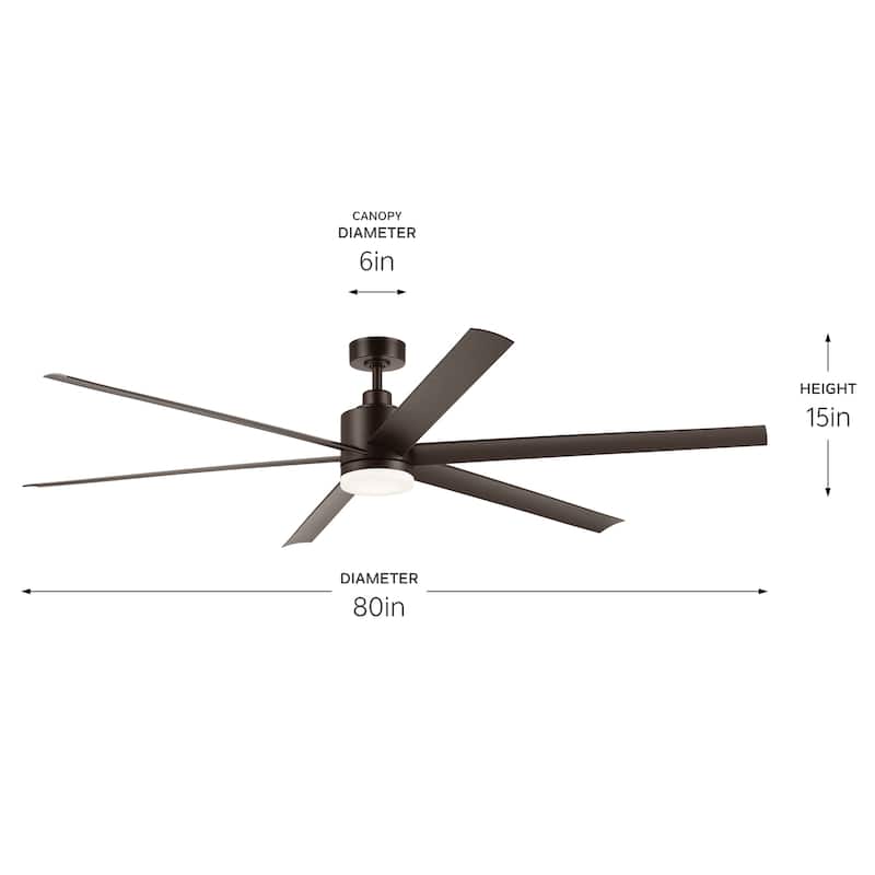 Kichler Lighting Loa 80 Inch Ceiling Fan with Satin Etch Glass in Satin Natural Bronze with Satin Natural Bronze Blades