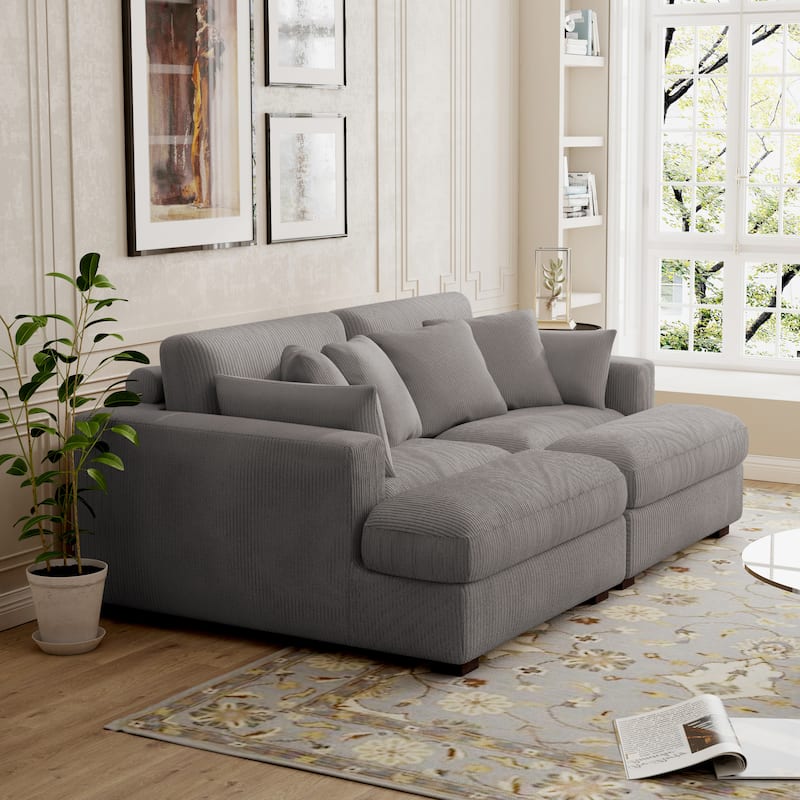 Modern Corduroy Modular Sectional Sofa Chaise Couch Bed