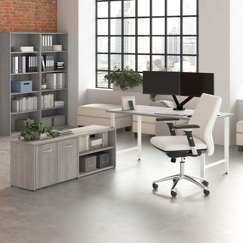 Bush Business Furniture Hustle 60W Computer Desk with Storage Cabinet - Platinum Gray