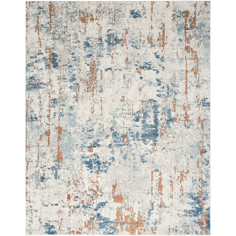 Nourison Concerto Modern Abstract Distressed Area Rug - 5' 3" x 7' 3" - Beige/Blue/Rust