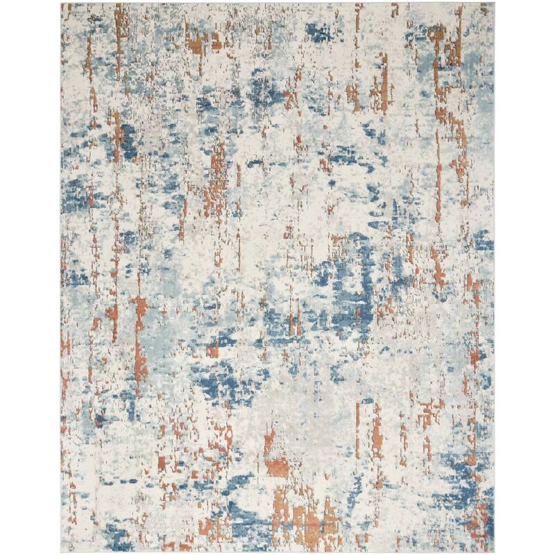 Nourison Concerto Modern Abstract Distressed Area Rug - 5'3" x 7'3" - Blue/Beige/Rust