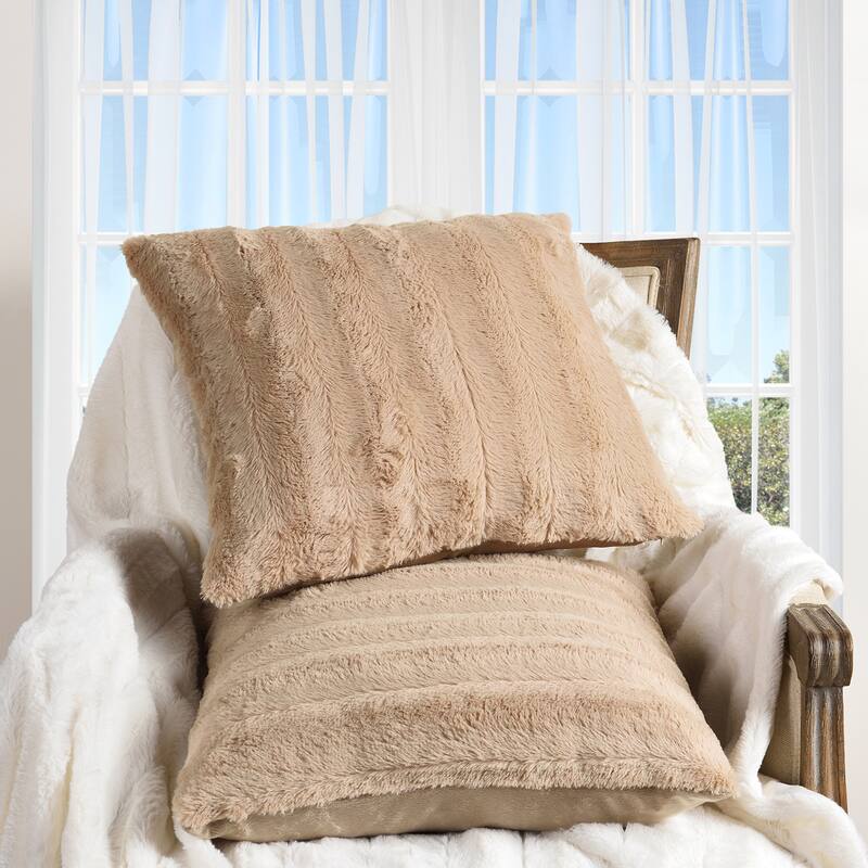 Cheer Collection Decorative Throw Pillows for Couch & Bed (Set of 2) - 26 x 26 - Sand