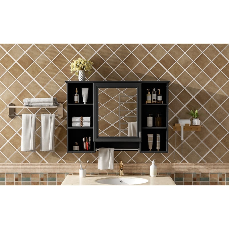 3-in-1 Bathroom Mirror Cabinet, 42 inch Wall Mounted Medicine Cabinet with Adjustable Shelf & Soft Close Door