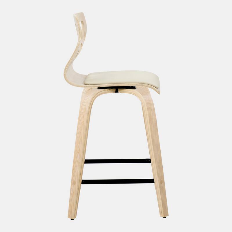 Carson Carrington Sala 24" Fixed-Height Counter Stool with Bent Wood Legs & Square Footrest (Set of 2)