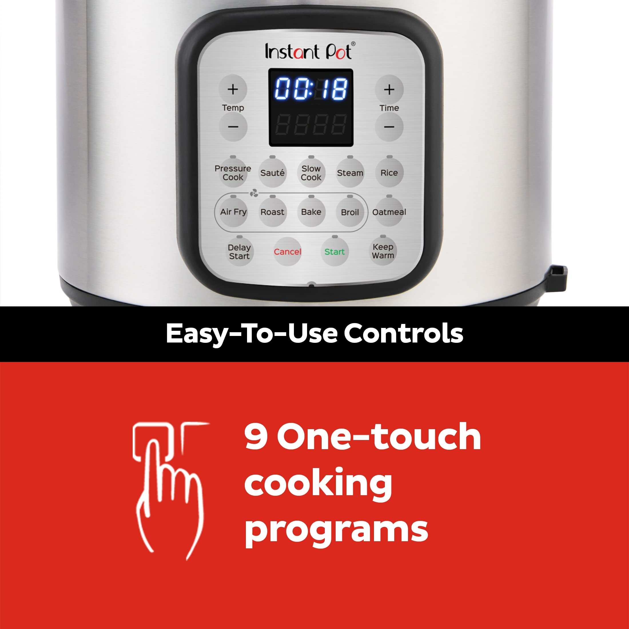 9 in 1 Electric Pressure Cooker and Air Fryer Combo with Stainless Steel Pot Pressure Cook Slow Cook Air Fry Roast Steam