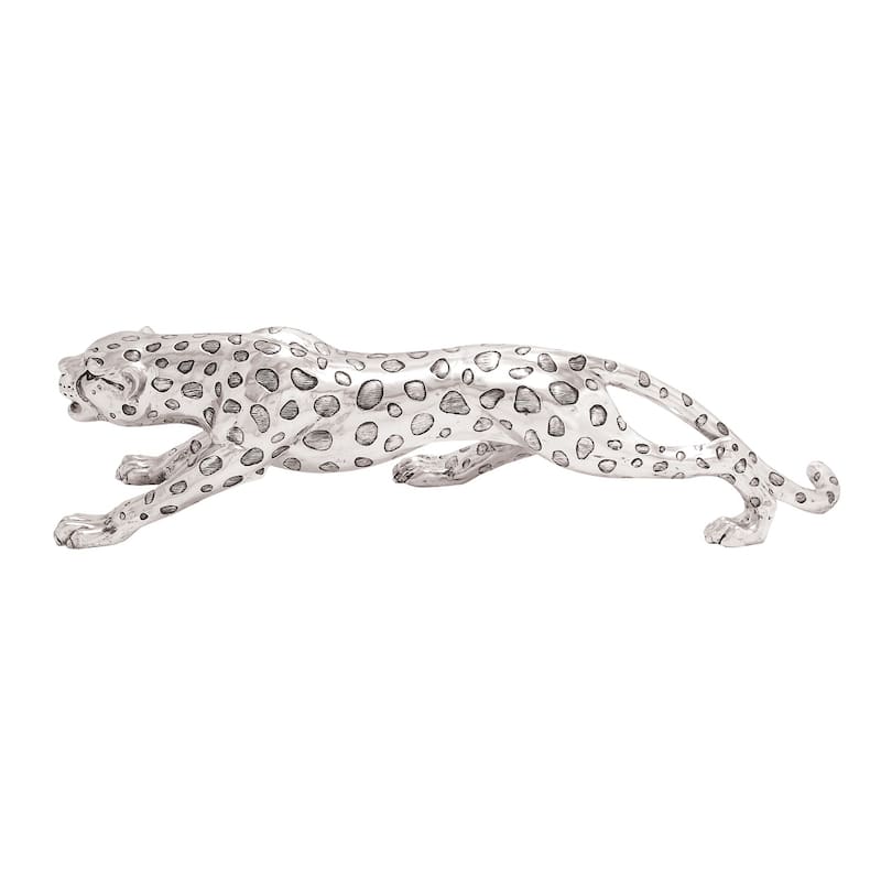 Stylish Polystone Leopard Sculpture - Silver or Gold