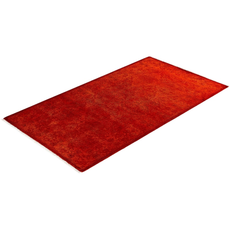 Contemporary Overdyed Wool Hand Knotted Runner - 2' 7" x 4' 8"