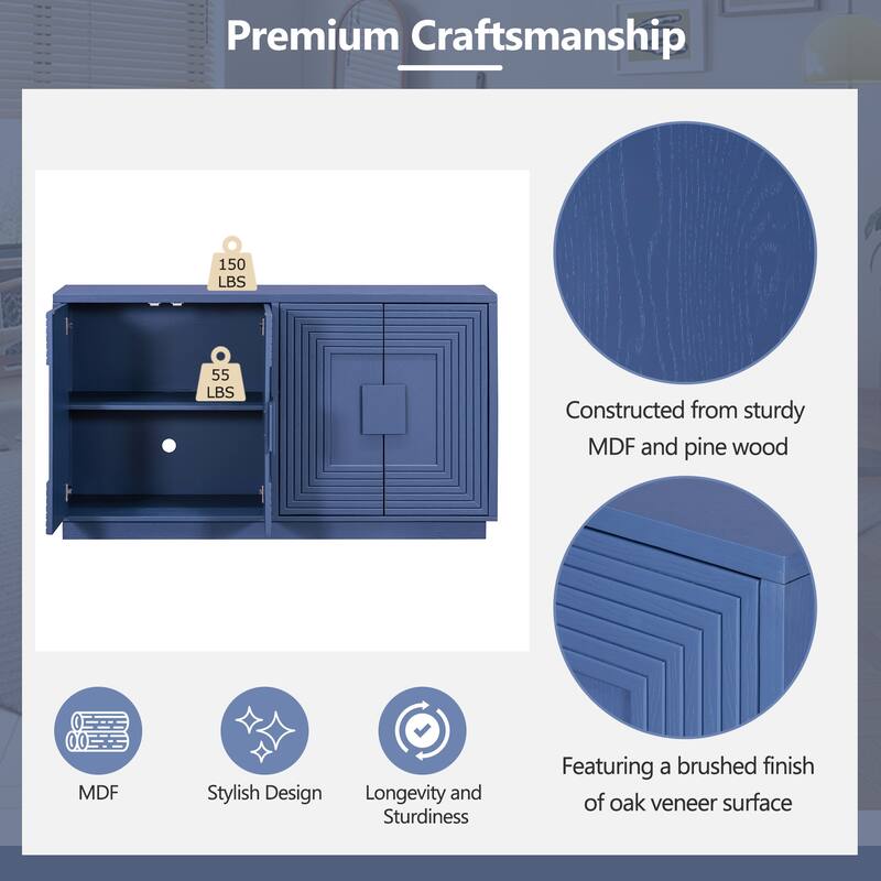 4-Door Sideboard with Ample Storage for Living Room and Dining Room