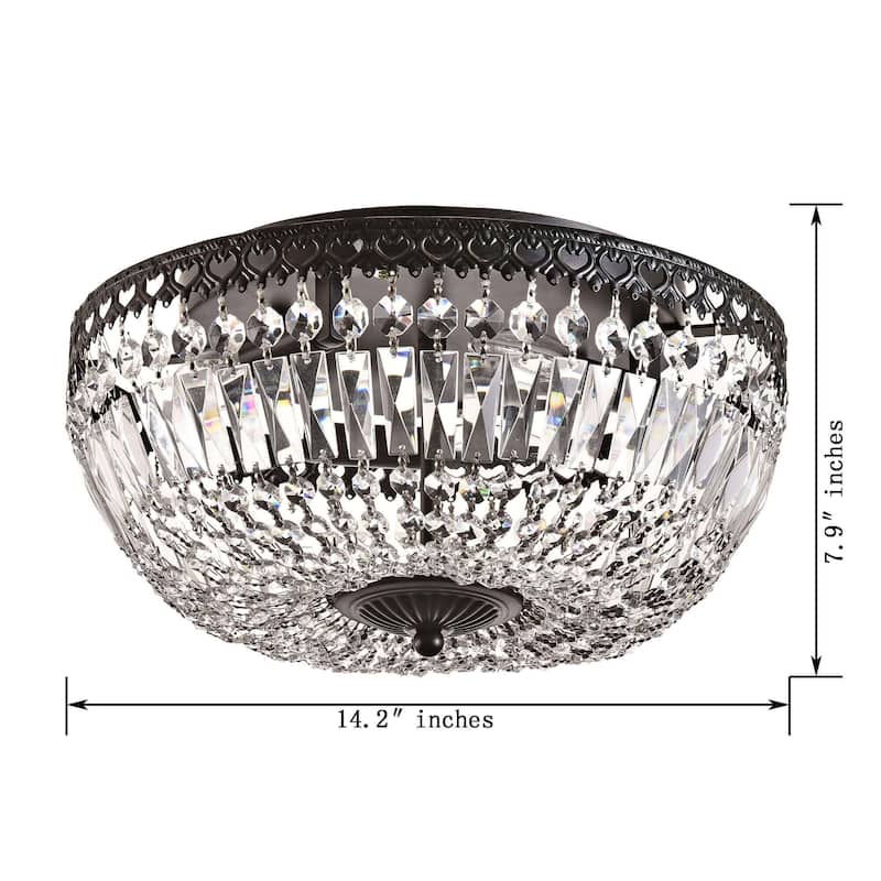 Silver Orchid 14-inch Crystal Flush Mount Chandelier