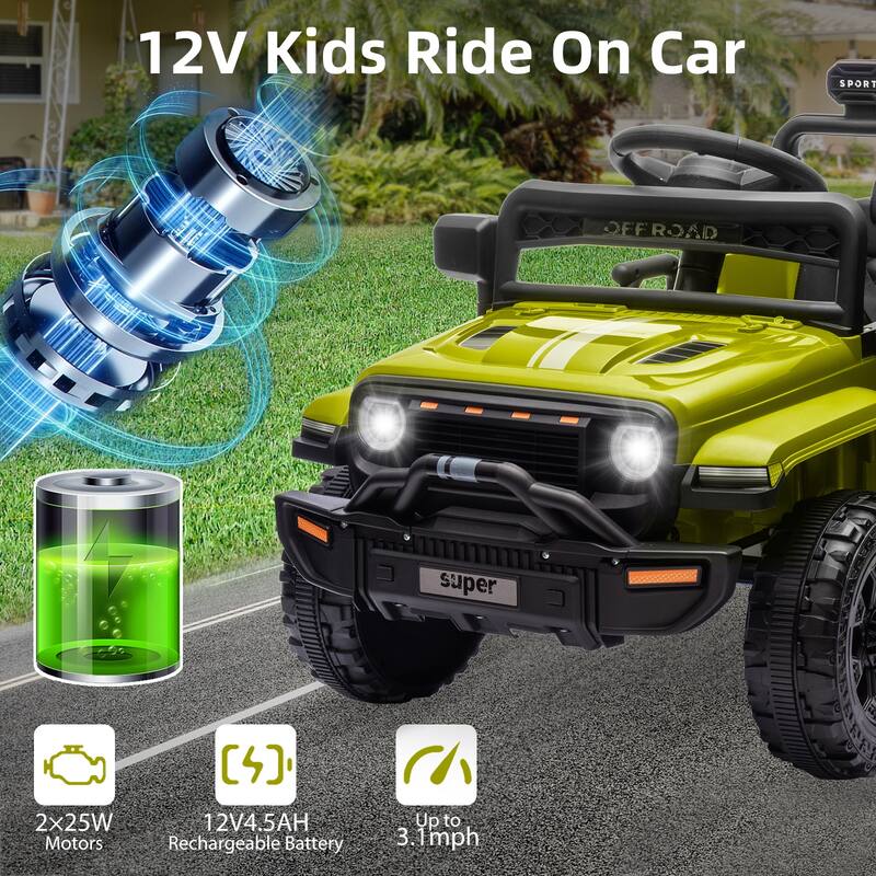 12V Electric Kids Ride on Truck, Toy Vehicle with Remote Control for Best Kids Gift
