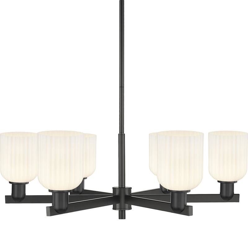 Innovations Lighting 716-6CR-11-35 Bridal Veil Chandelier Bridal Veil - Matte Black / Gloss White