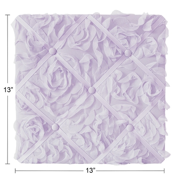 Purple Floral Rose 13in Fabric Memory Photo Bulletin Board - Lavender Flower Luxurious Elegant Princess Vintage Boho Shabby Chic