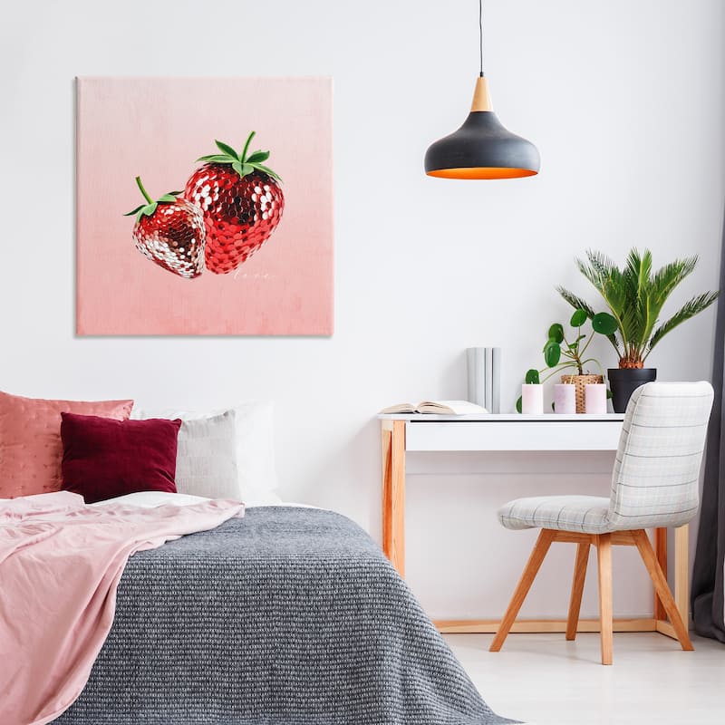 Stupell Disco Sequin Strawberries Canvas Wall Art Design By Kim Allen