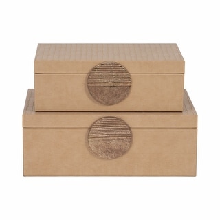 Sagebrook Home Neutral Modern Set of 2 Faux Leather Nude/gold Croc ...