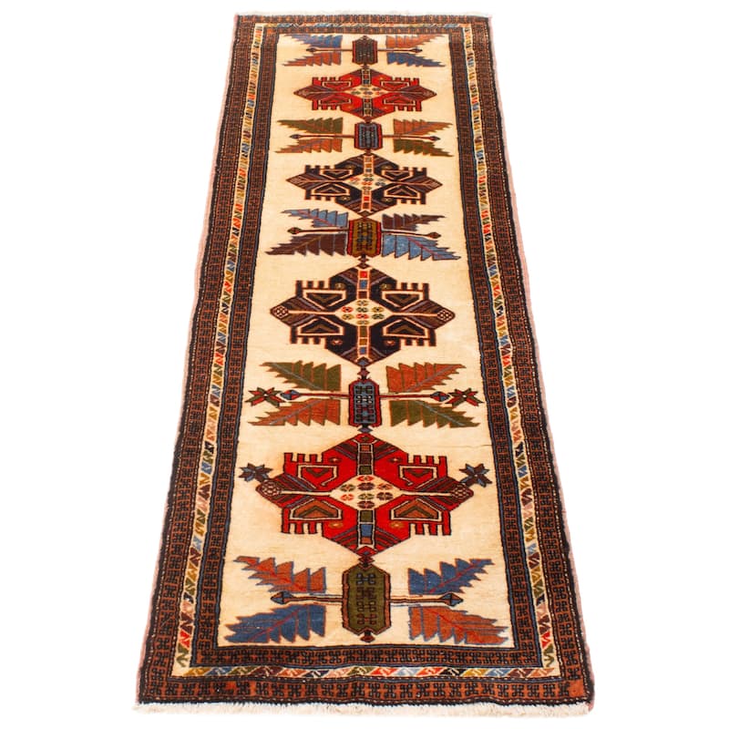 ECARPETGALLERY Hand-knotted Kayseri Vintage Cream Wool Rug - 2'8 x 8'9