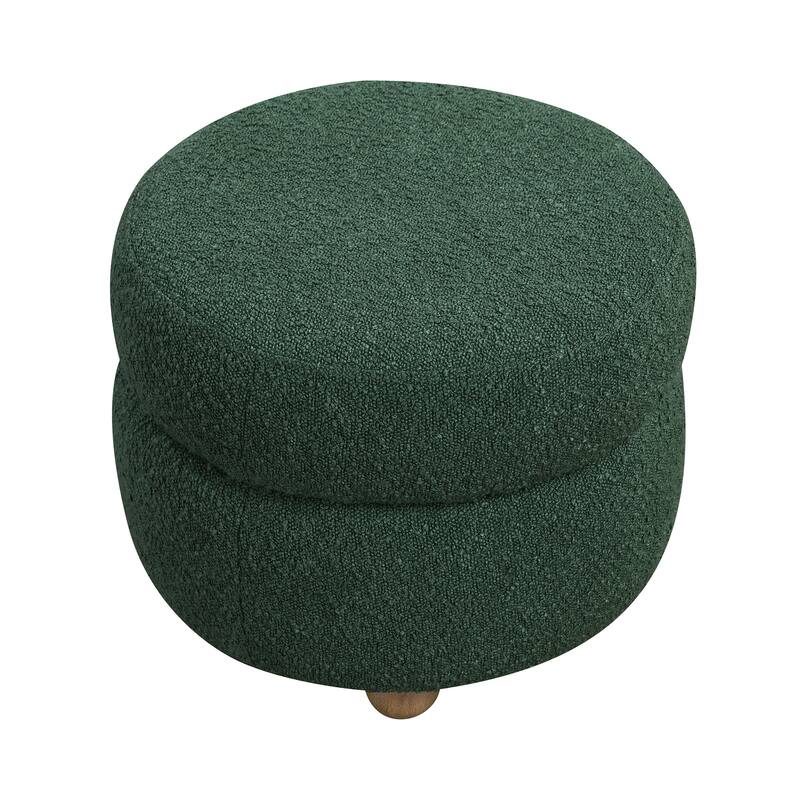 Arden 31" Boucle Swivel Chair with Ottoman - Solid Wood Legs