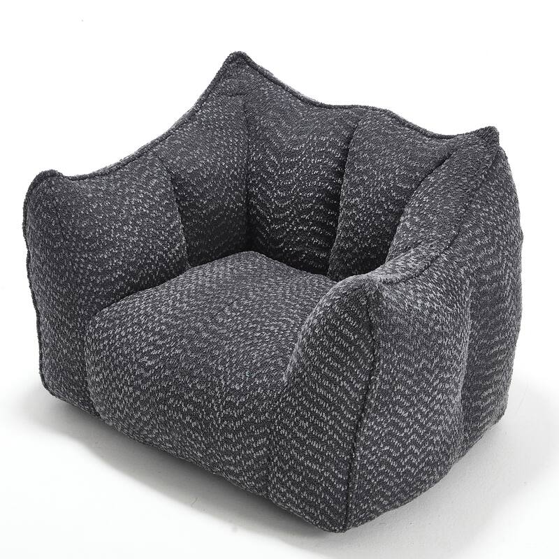 Chenille Square Bean Bag Chair, High Resilience Foam Lounge Chair, Cozy Aldult Lazy Sofa with Curved Armrests and Backrest