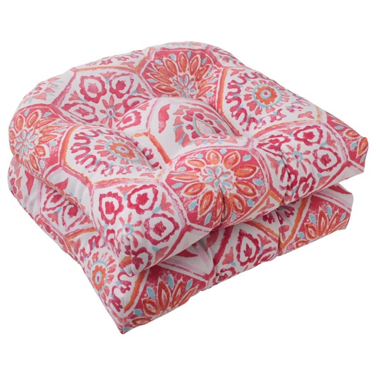Set of 2 Pink Psychedelic Kaleidoscopic Outdoor Patio Seat